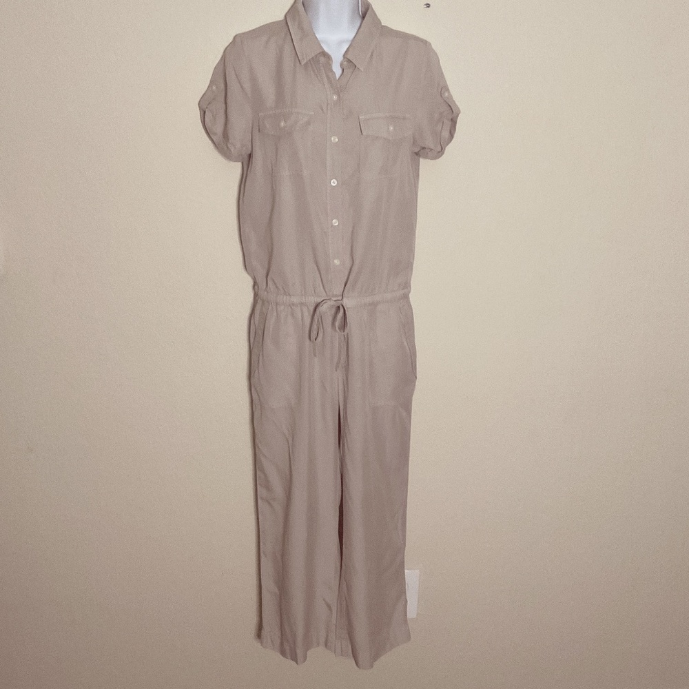 Vineyard Vines Garment-Dyed Utility Jumpsuit Beige Tan, XS